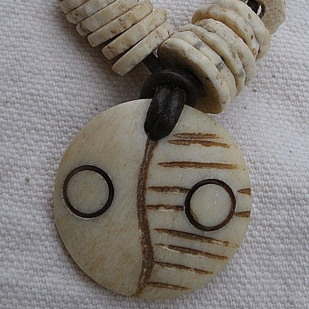 unique Carved Bone Yin/Yang Necklace